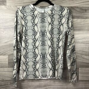 Whimsy Rose Womens Casual Shirt Gray Sublimation Snake Long Sleeve Stretch XS